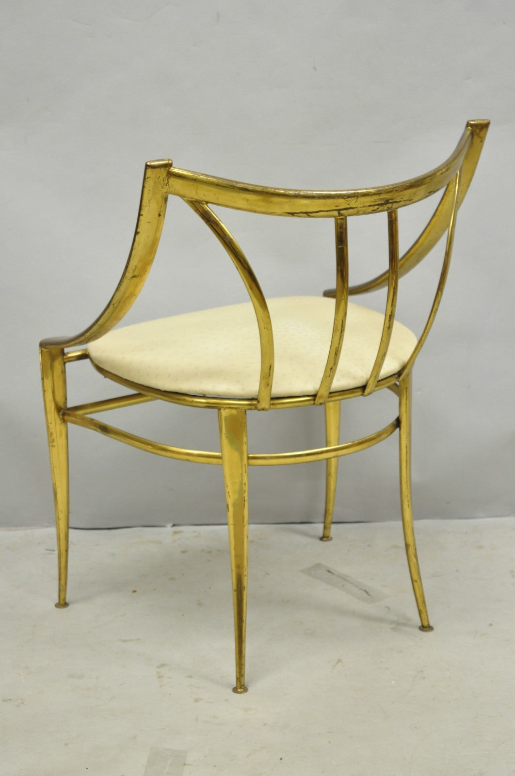 Vintage Italian Hollywood Regency Sculptural Brass Chiavari Style Accent Chair