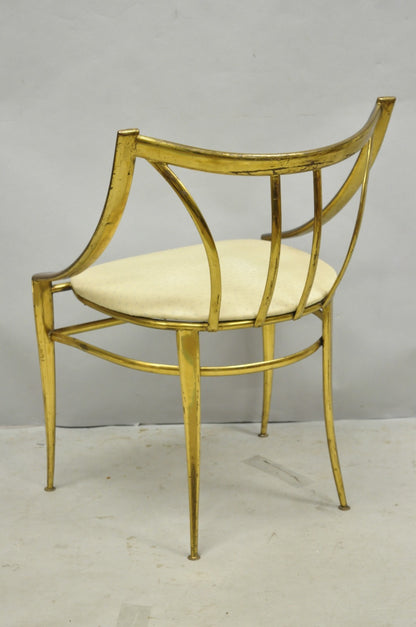 Vintage Italian Hollywood Regency Sculptural Brass Chiavari Style Accent Chair