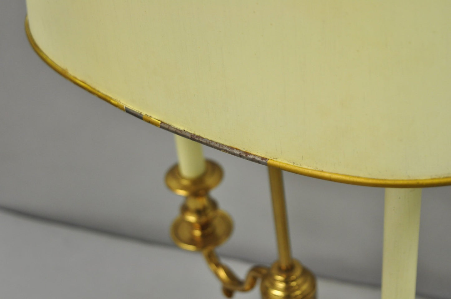 Vintage French Empire Brass Tole Metal Candlestick Bouillotte Desk Table Lamp