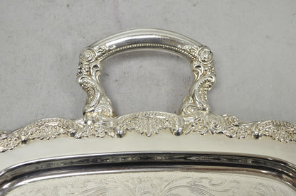 Vintage Oneida Victorian Silver Plated Etched Butlers Serving Platter Bar Tray