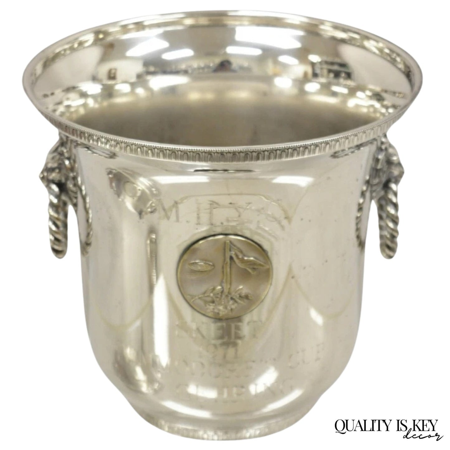 Vintage English Regency Lion Head Champagne Chiller Ice Bucket 1971 Skeet Award