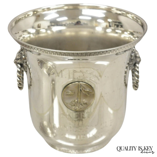 Vintage English Regency Lion Head Champagne Chiller Ice Bucket 1971 Skeet Award
