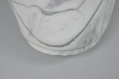 Vintage Oriental Large 28" White Carved Marble Painted Tiger Vase Vessel