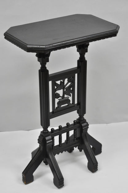 Antique Victorian Aesthetic Movement Black Ebonized 34" Plant Stand Side Table