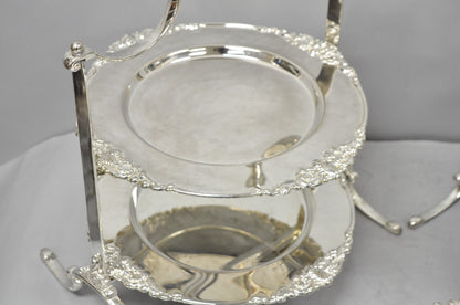 Vintage Godinger Silver Plated 2 Tier Buffet Server High Tea Pastry Plate Stand