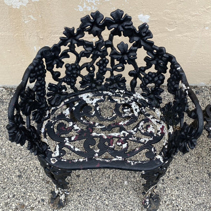 Vintage Victorian Style Cast Iron Grapevine Grape Leaf Garden Patio Set - 3 Pcs