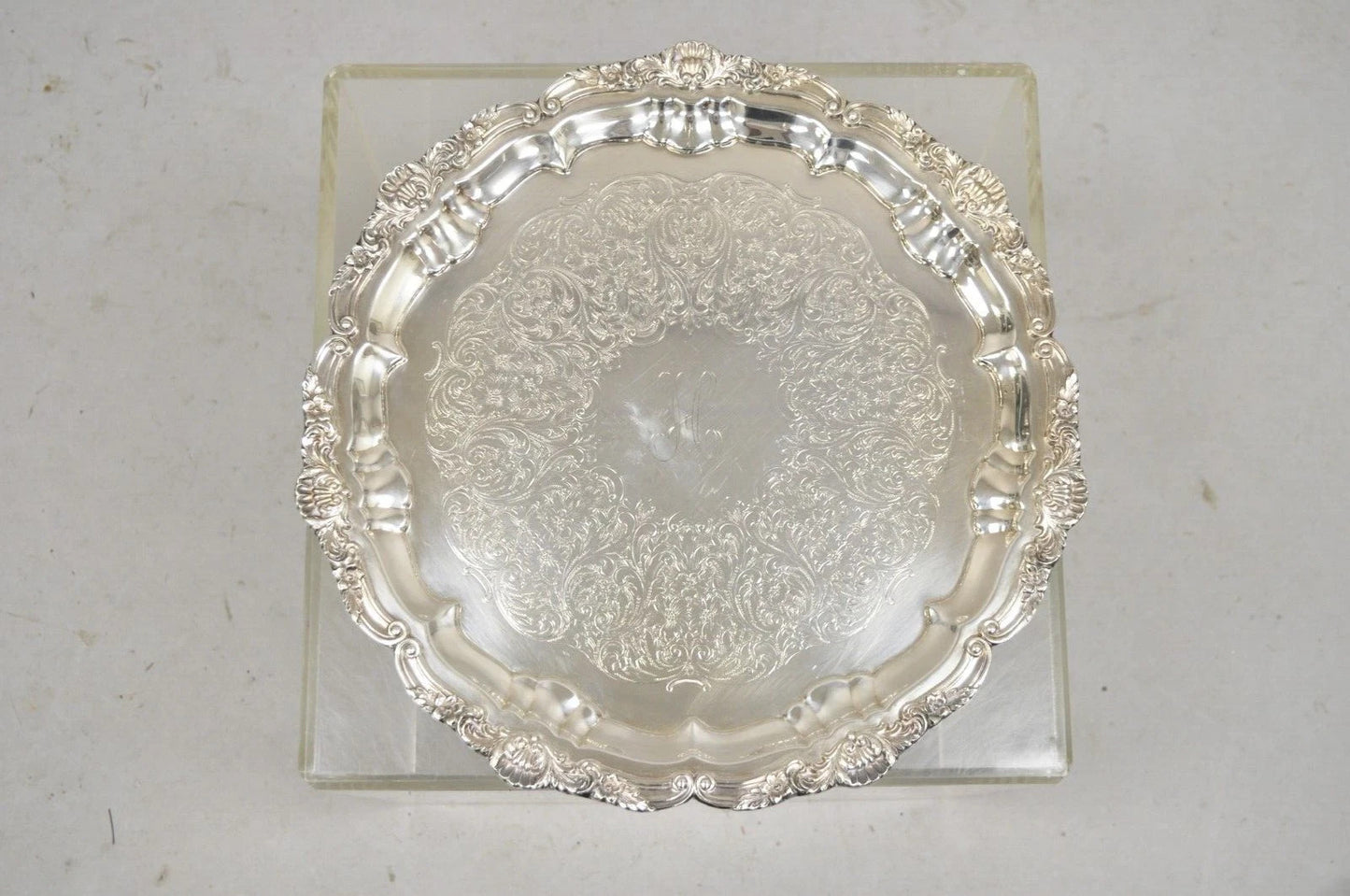 Vintage EPCA Silverplate by Poole 3216 Round Salver Platter Tray - Engraved