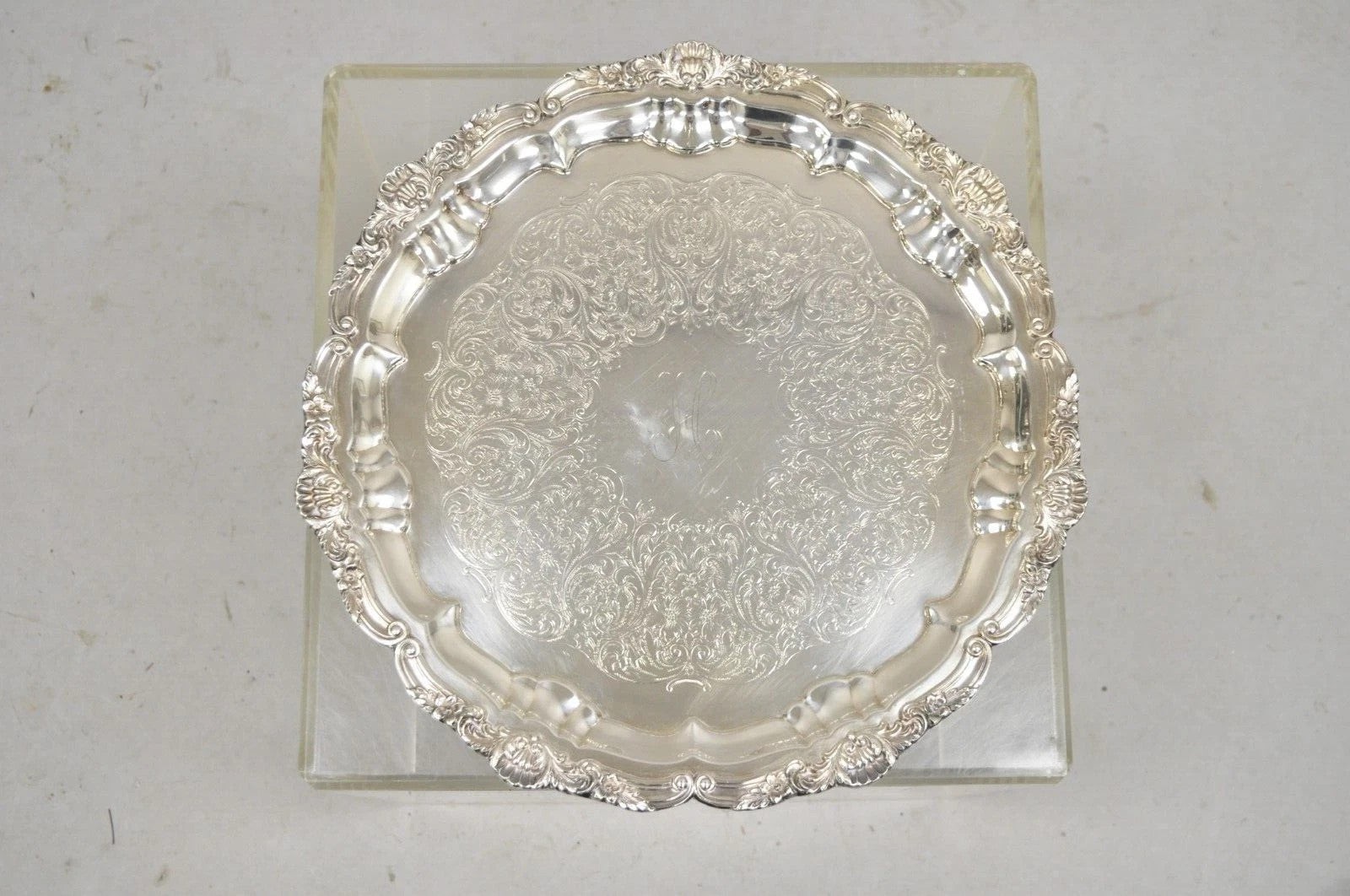 Vintage EPCA Silverplate by Poole 3216 Round Salver Platter Tray - Engraved