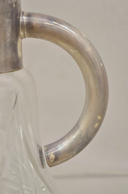 Antique Victorian Silver Plated German Cut Crystal Glass Lemonade Water Pitcher