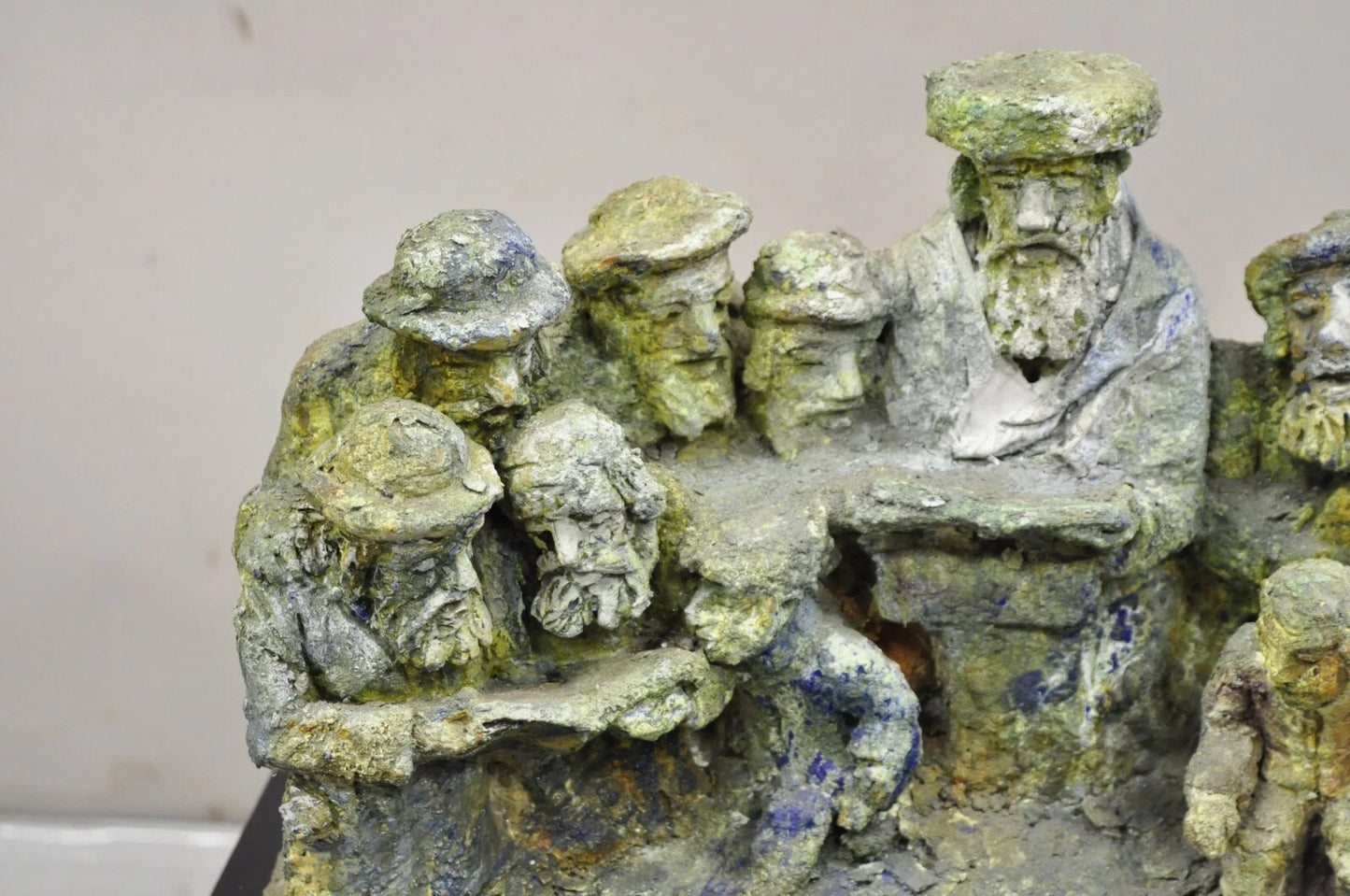 "Tashlich" by Samuel M Segal Judaism Vintage Brutalist Green Plaster Sculpture