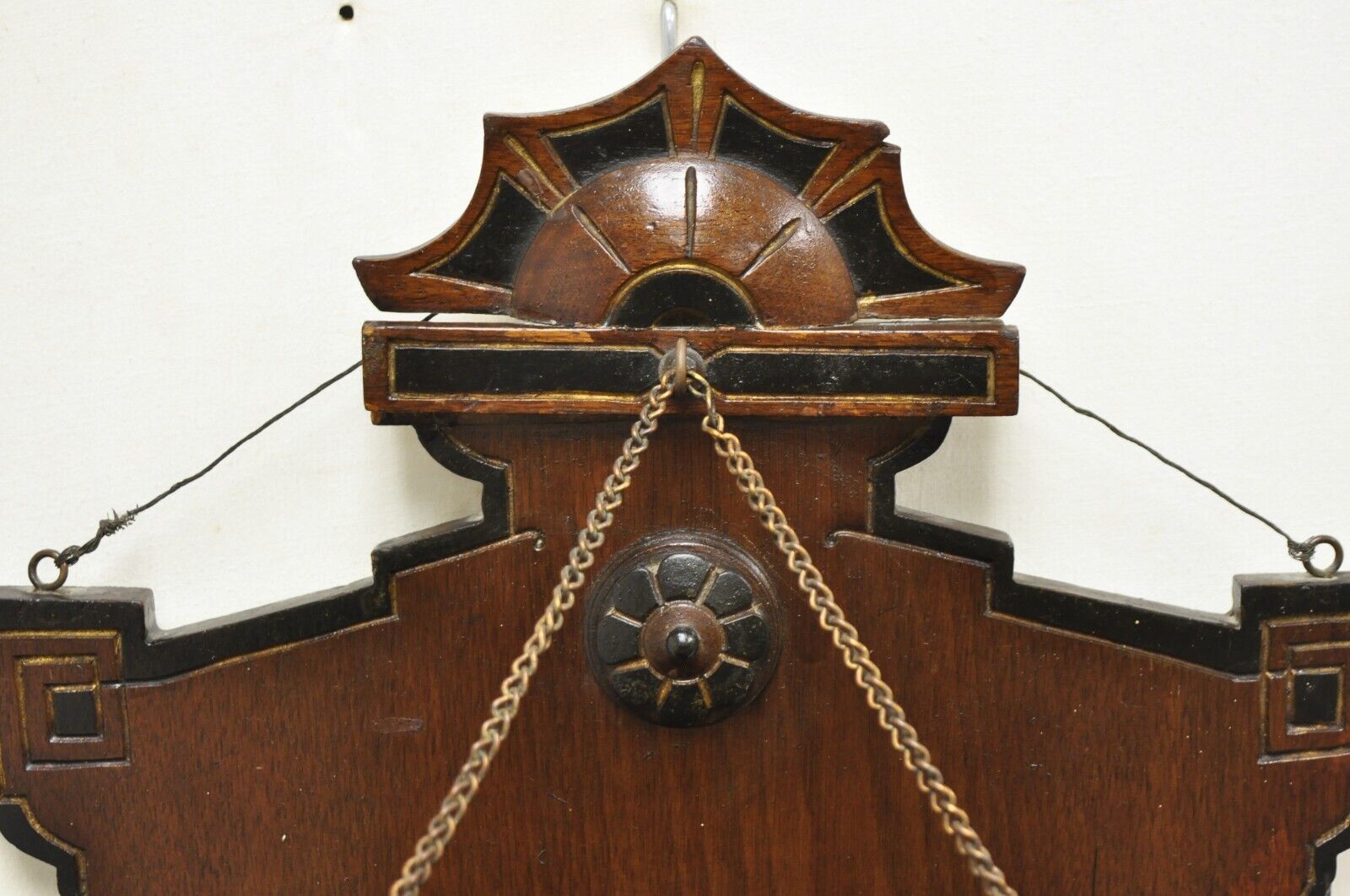 Antique Victorian Carved Walnut Wall Hanging Letter Mail Document Holder