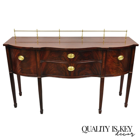 Thomasville Hepplewhite Federal Inlaid Mahogany Brass Gallery Sideboard Buffet