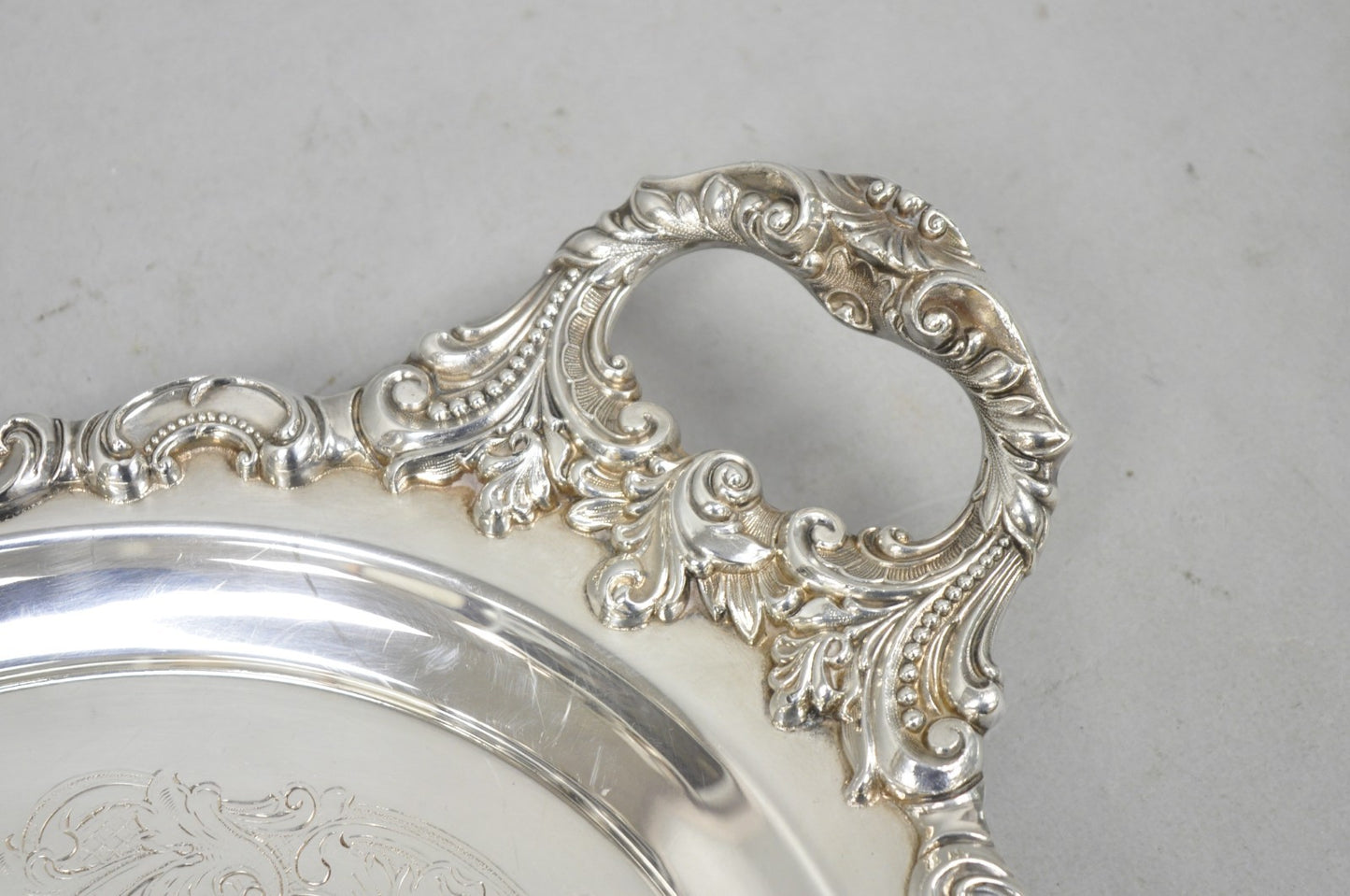 Vintage Baroque by Wallace 293F Victorian Silver Plated Oval Bar Serving Tray