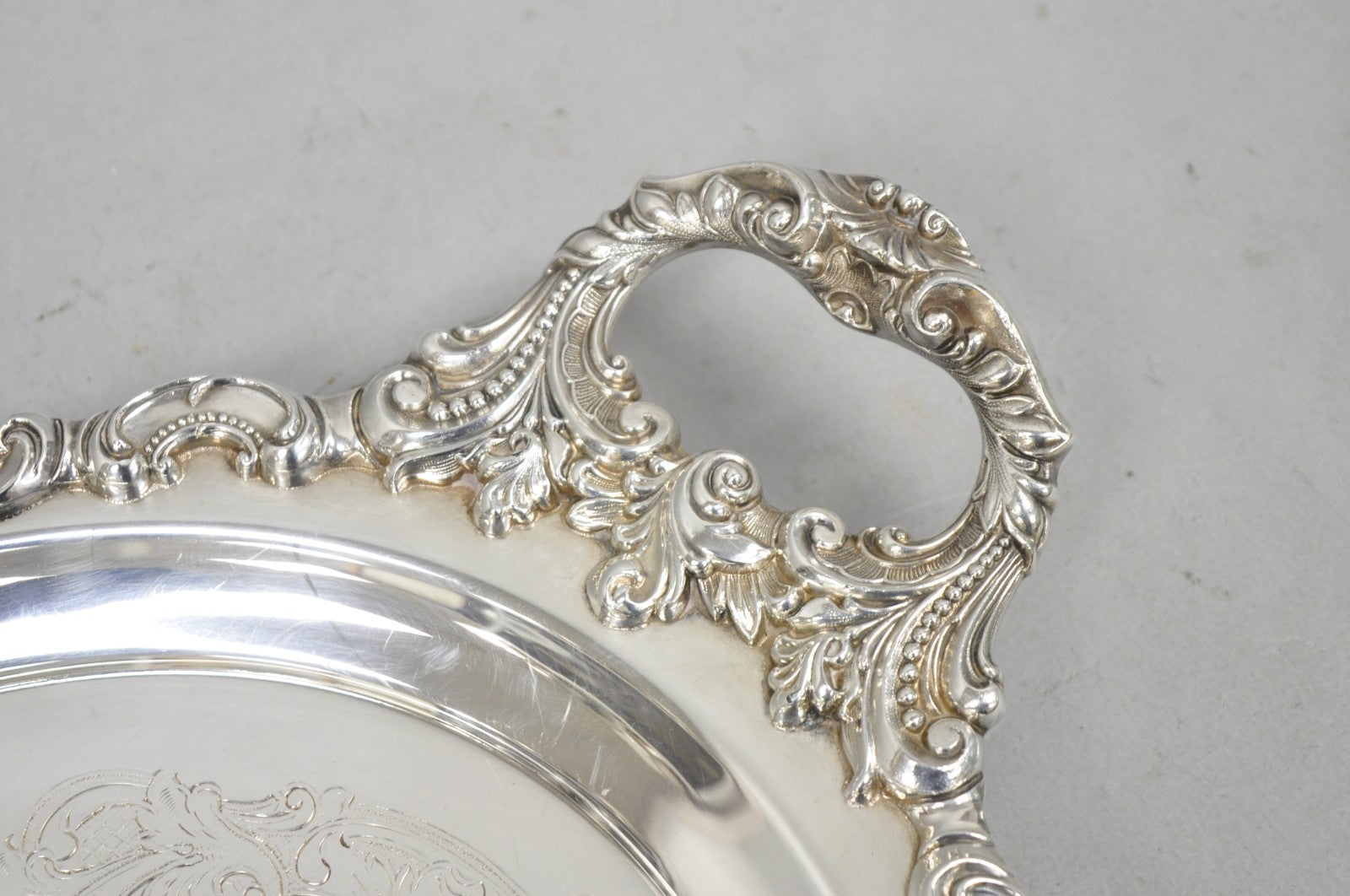 Vintage Baroque by Wallace 293F Victorian Silver Plated Oval Bar Serving Tray