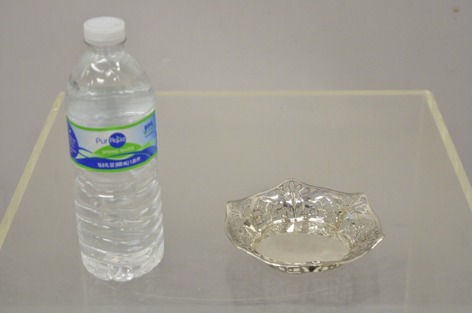 Vintage TBB England Silver Plate EPNS Small Floral Pierced Trinket Dish Bowl