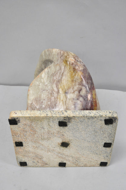 Vintage Seymour Shuren Modernist Pink Carved Marble Abstract Figure Sculpture