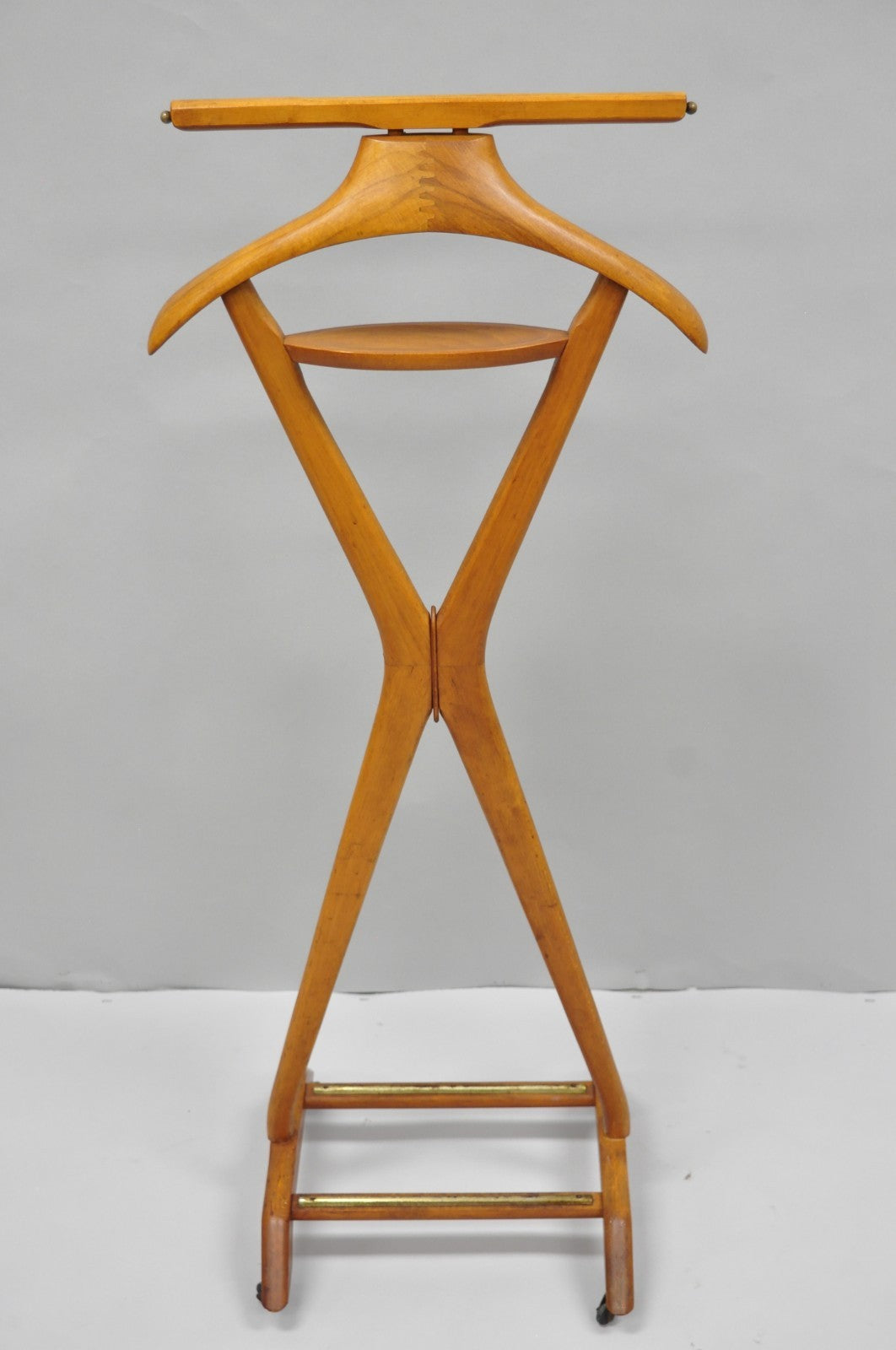 Vintage Fratelli Reguitti Italian X-Form Beech Wood Gentleman's Clothing Valet