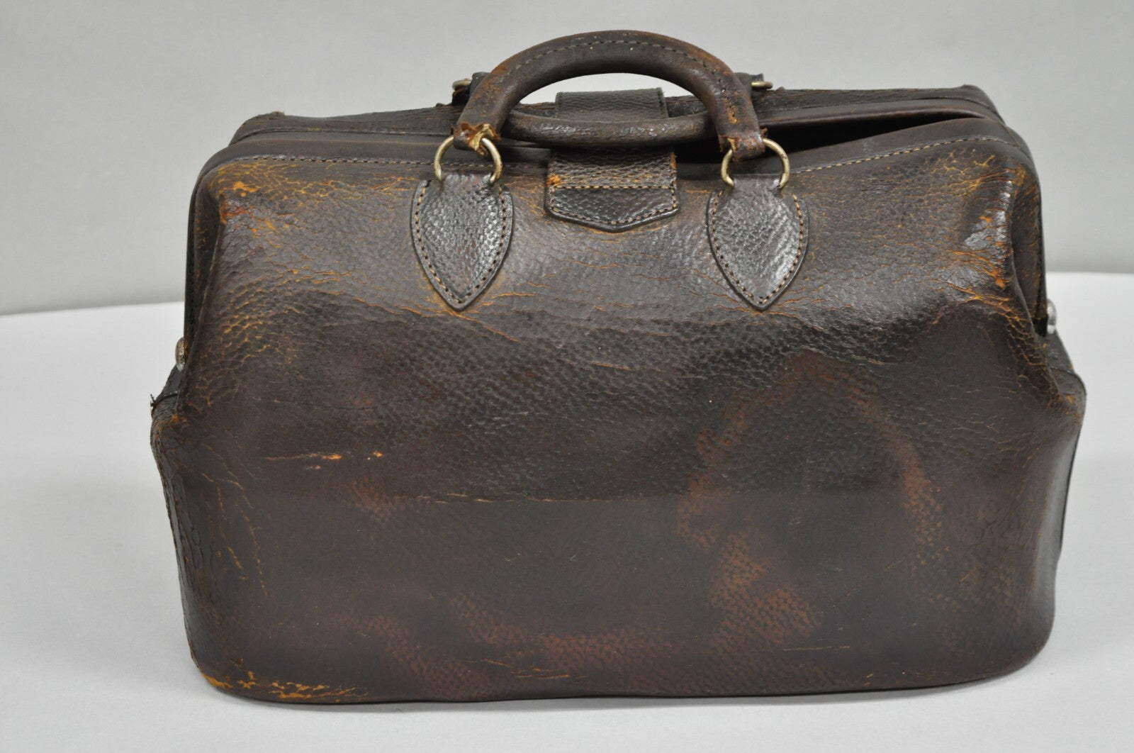 Vintage Art Deco Brown Cowhide Leather Doctor's Bag by Kruse