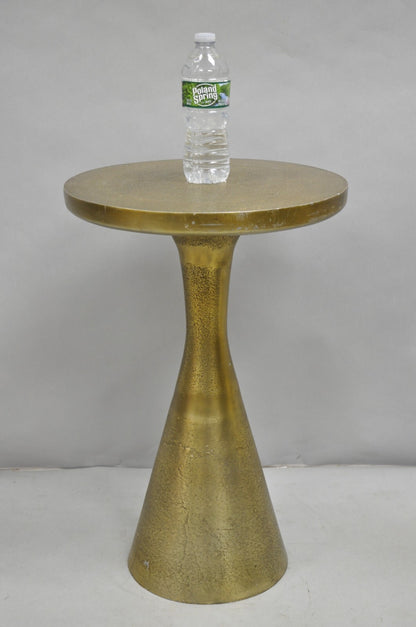 Modern Burnished Cast Metal Gold Sculptural Round Drinks Side Table