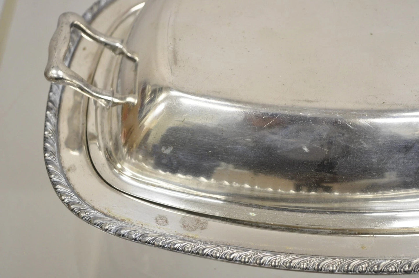 Vintage World Silver on Copper Lidded Vegetable Serving Platter with Handles