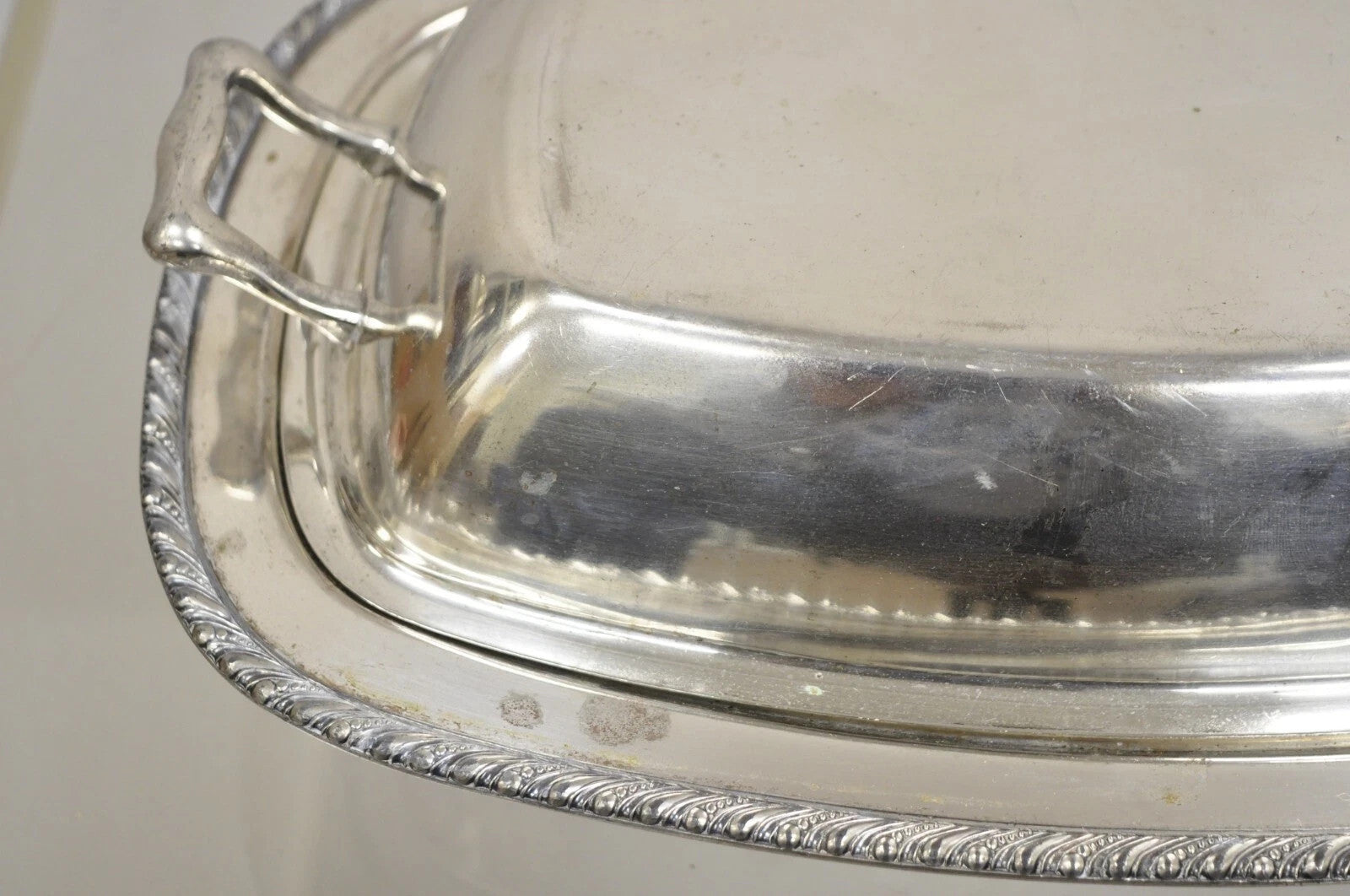 Vintage World Silver on Copper Lidded Vegetable Serving Platter with Handles