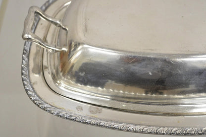 Vintage World Silver on Copper Lidded Vegetable Serving Platter with Handles