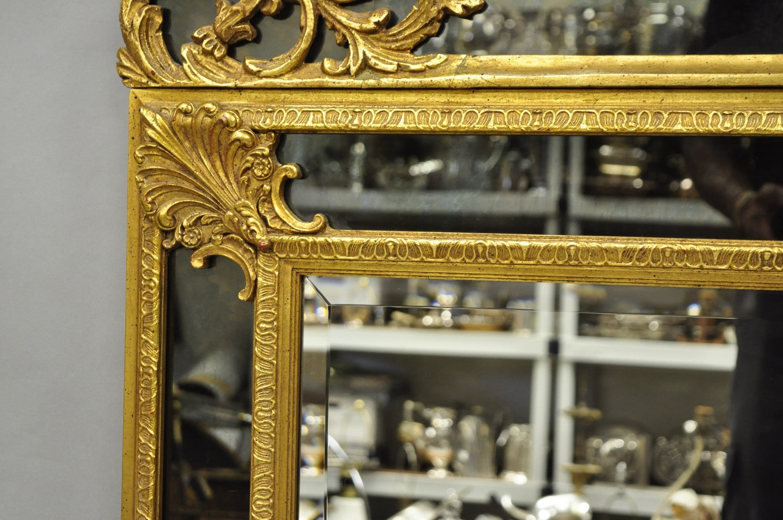 Vintage Friedman Bros French Louis XV Rococo Style Gold Gilt Smoked Glass Mirror