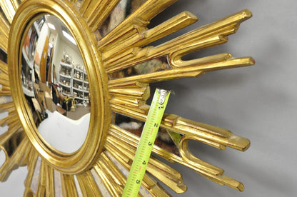 Vintage Italian Hollywood Regency Gold Gilt Sunburst Convex Bullseye Wall Mirror