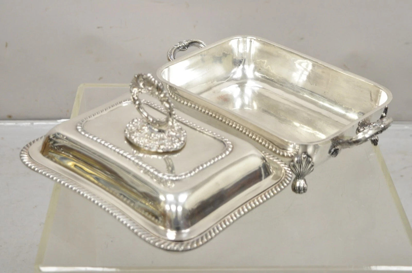 Antique English Victorian Sheffield Silver Plated Lidded Warmer Serving Platter