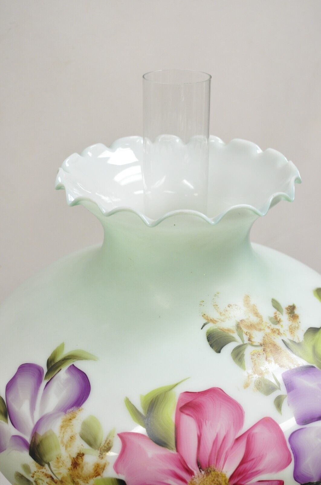 Vintage Victorian Gone With The Wind Hand Painted Parlor Hurricane Table Lamp