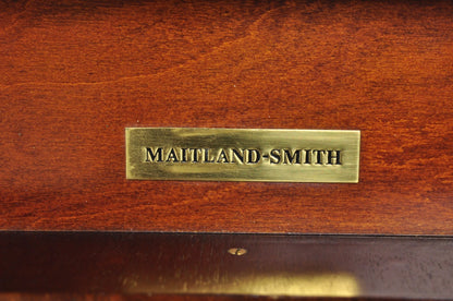 Maitland Smith Marquetry Inlay Leather Mahogany Game Table & 4 Shield Back Chair