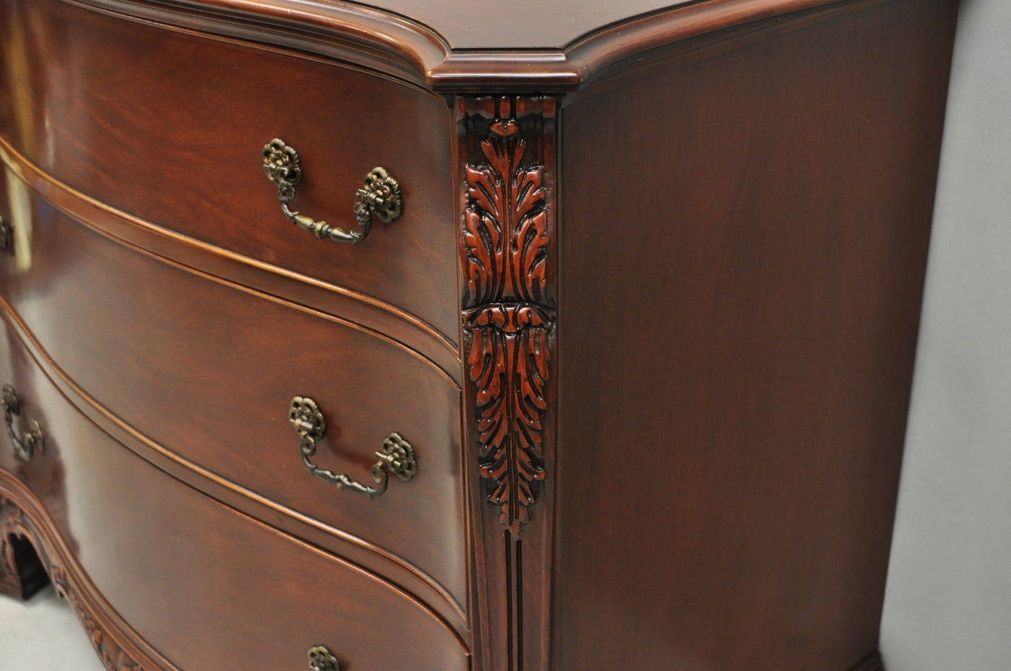 Vintage Georgian Mahogany Bow Front Server Chest Commode Dresser by John Stuart