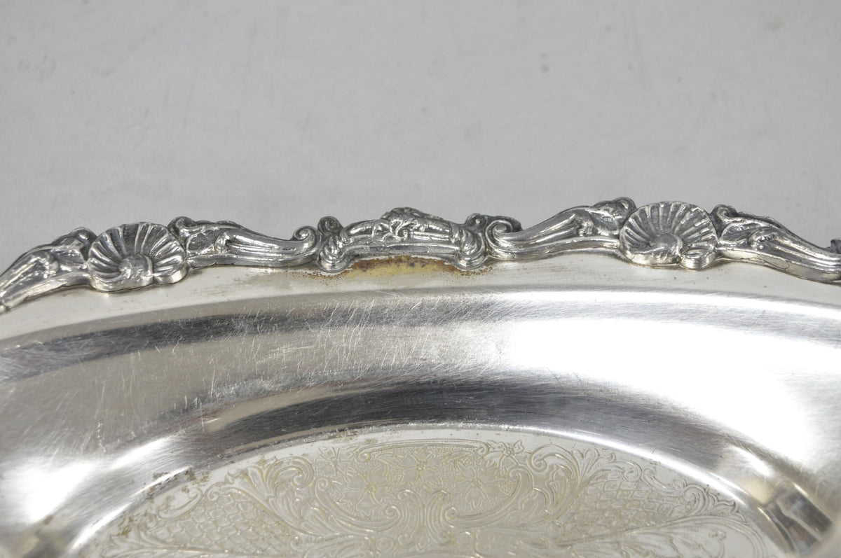 Vintage Victorian Style Silver Plated Oval 13.5" Trinket Serving Dish (C)