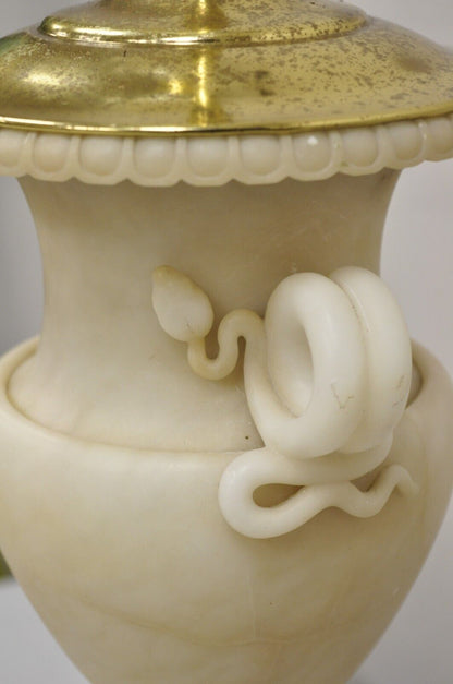 Vintage French Empire Neoclassical Italian Alabaster Marble Urn Table Lamp