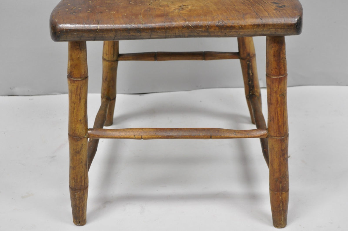 Antique Primitive Rustic French Farmhouse Wooden Faux Bamboo Side Chair