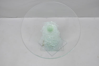Vintage Mid Century Modern Stacked Glass Skyscraper Round Accent Side Table