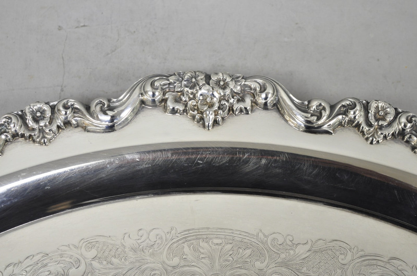 Vintage Poole 400 Lancaster Rose Silver Plated Bar Serving Platter Tray on Feet