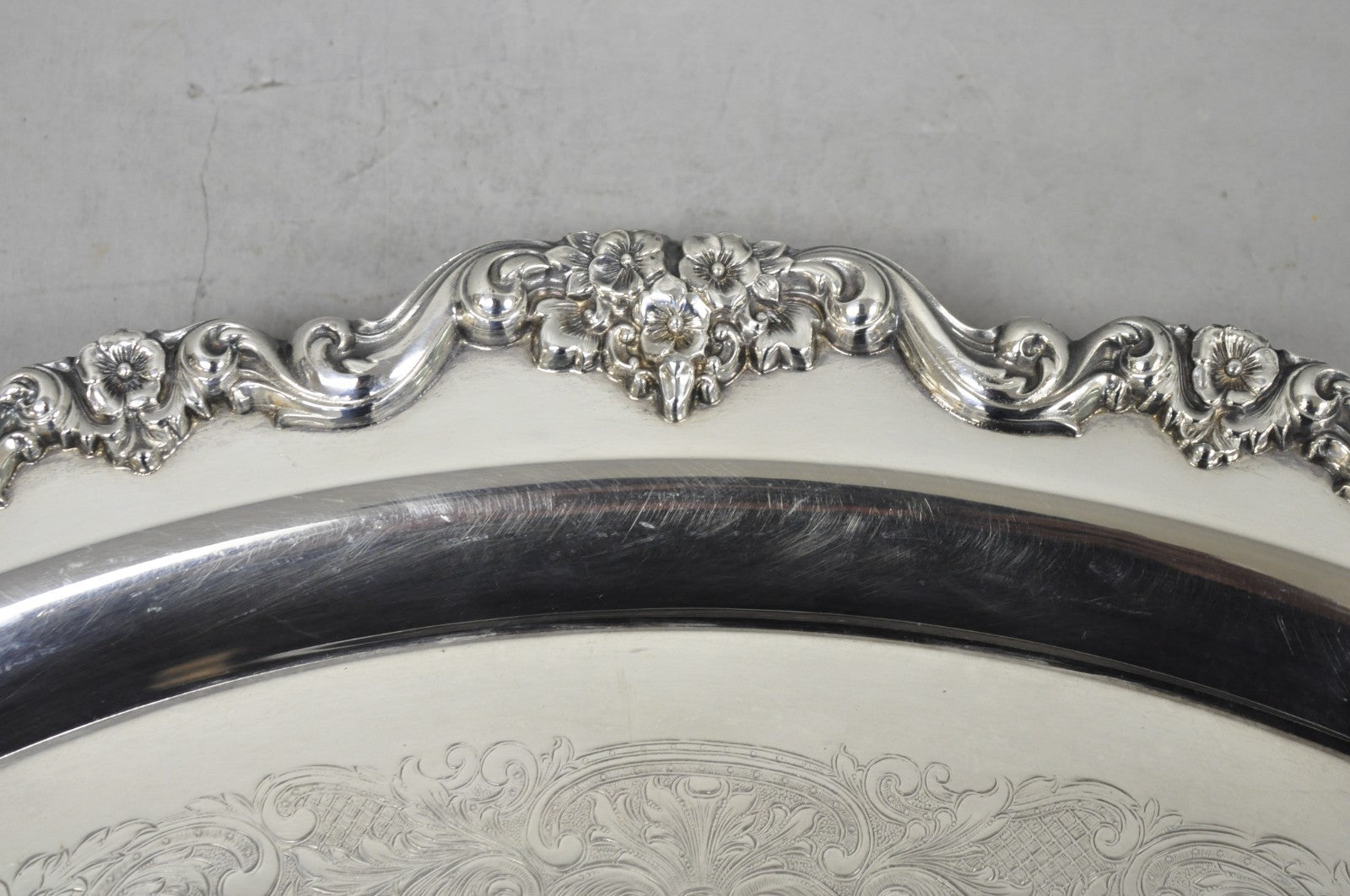 Vintage Poole 400 Lancaster Rose Silver Plated Bar Serving Platter Tray on Feet