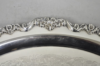 Vintage Poole 400 Lancaster Rose Silver Plated Bar Serving Platter Tray on Feet