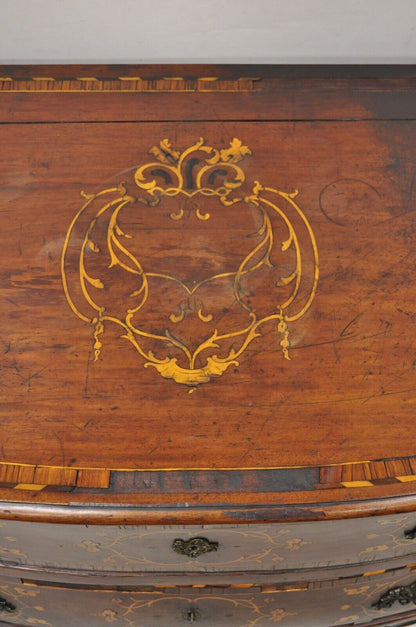 Antique French Louis XV Style Marquetry Inlay Bombe Commode Chest of Drawers TLC
