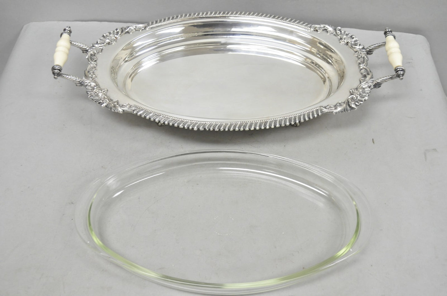 Antique Sheffield Victorian Silver Plated Large Twin Handle Serving Dish Platter