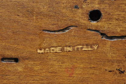 Vintage Italian Neoclassical Style Brass Lyre Harp Wooden Magazine Rack Stand