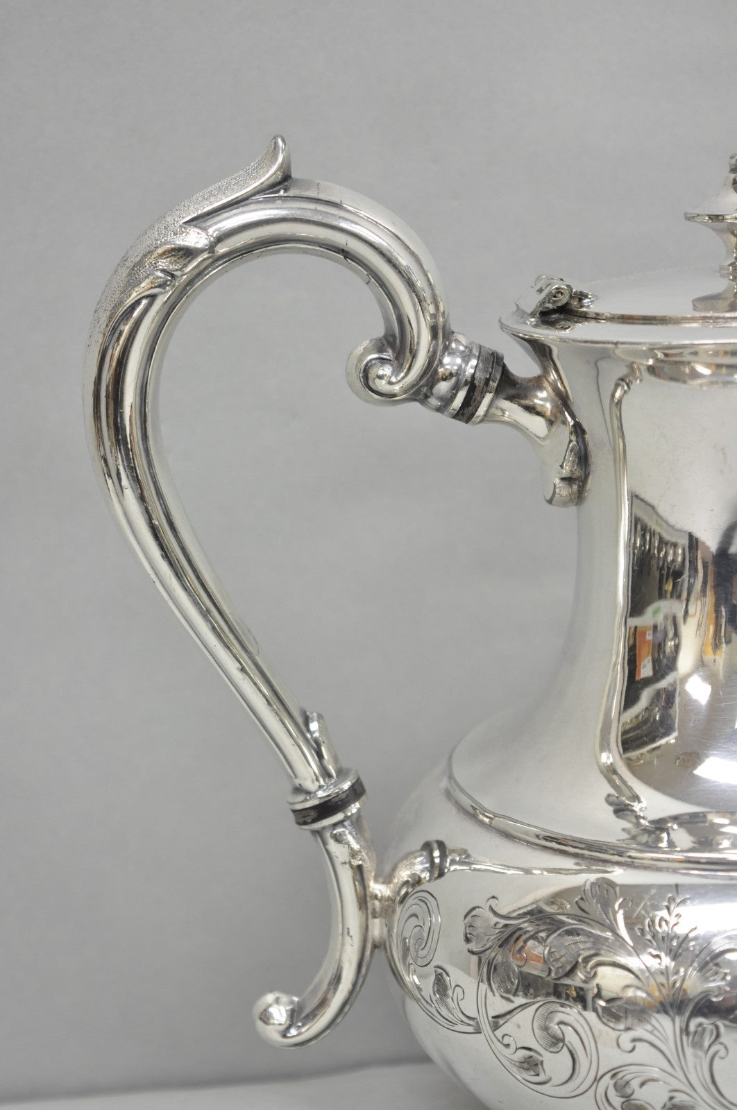 Vintage Victorian Silver Plated Floral Repousse Tea Kettle Teapot w/ Monogram