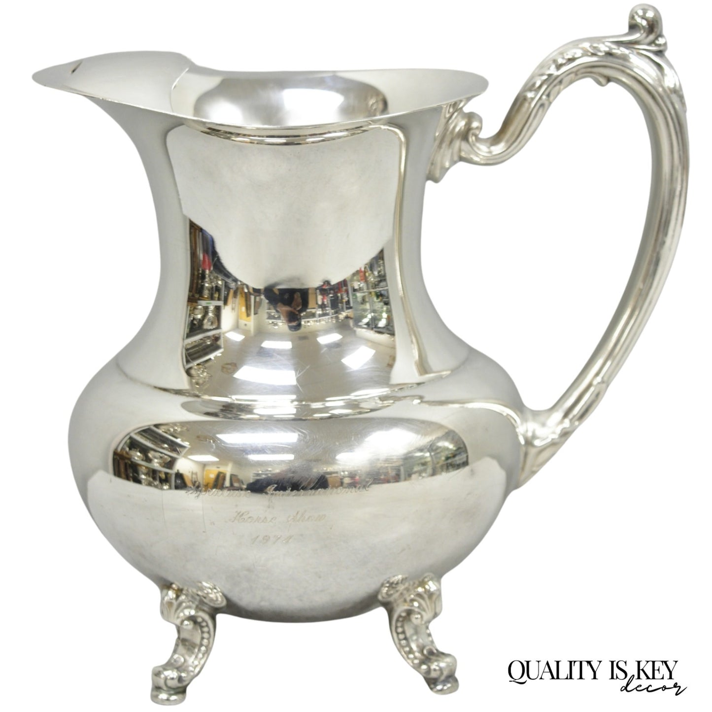 Rogers Silver Plated Water Pitcher Award Syracuse International Horse Show 1974