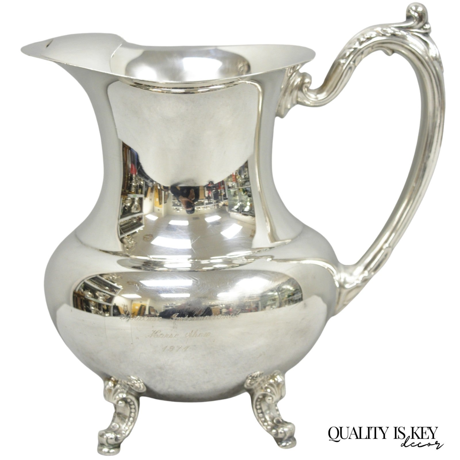Rogers Silver Plated Water Pitcher Award Syracuse International Horse Show 1974