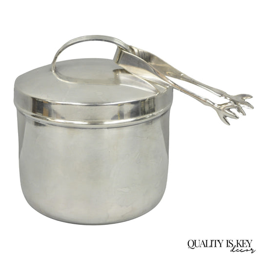 Vintage Fisher Mid Century Modern Art Deco Silver Plated Lidded Ice Bucket