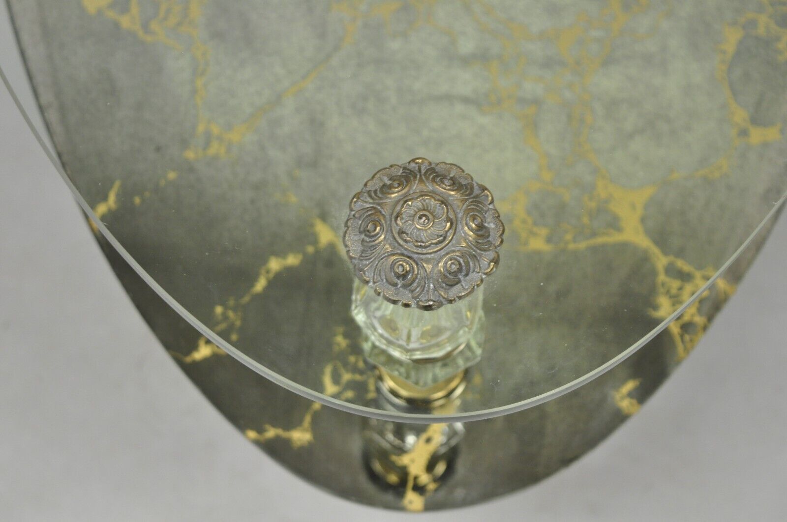 Vintage Hollywood Regency Two Tier Italian Églomisé Glass Side Tables - a Pair