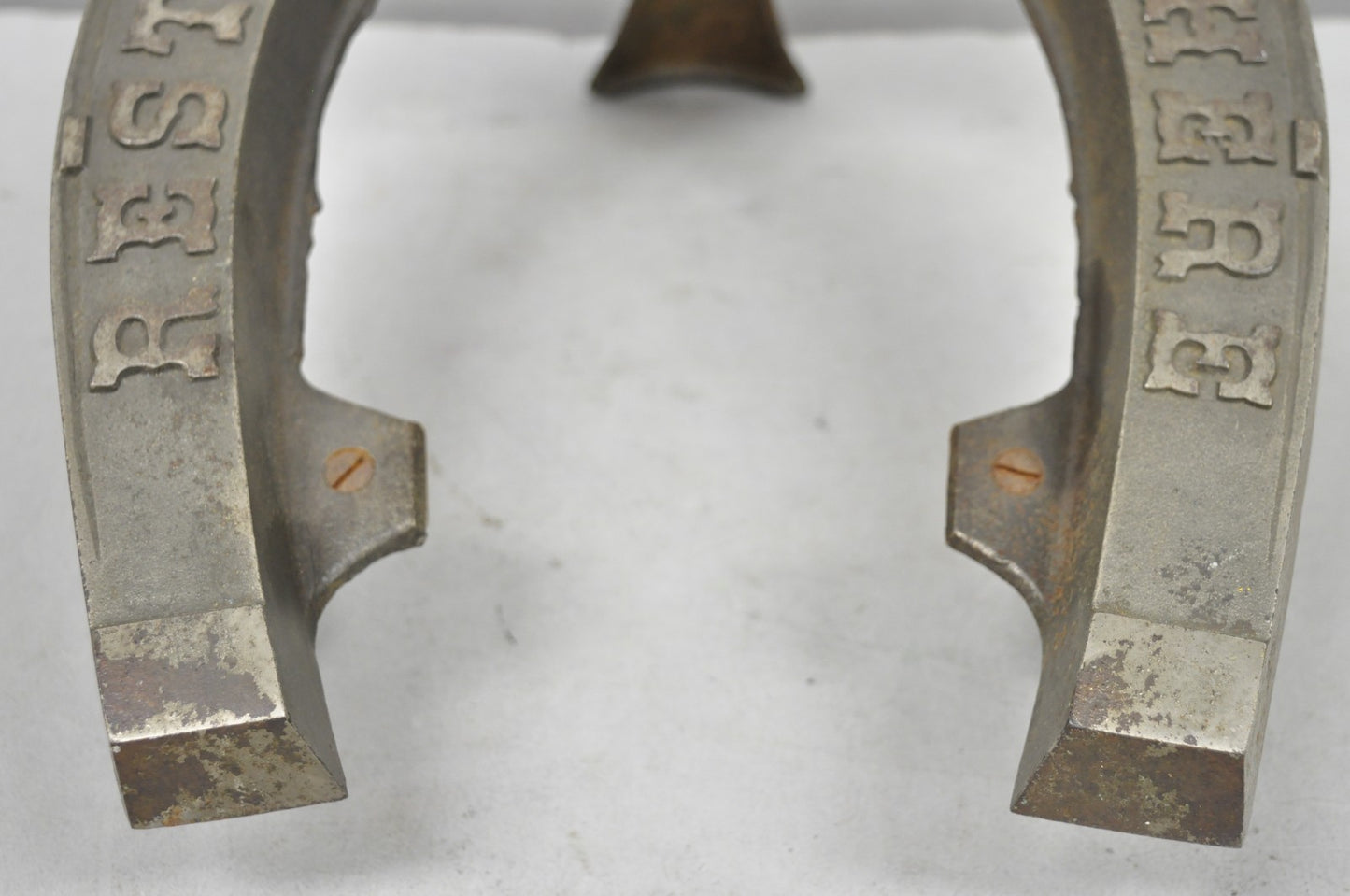 Antique Victorian Metal "Rest Your Feet Here" Cowboy Horseshoe Footstool Stool