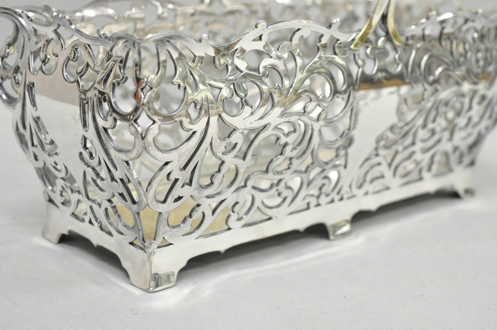 Antique Victorian Silver Plated Reticulated Scrollwork Bread Basket by Forbes