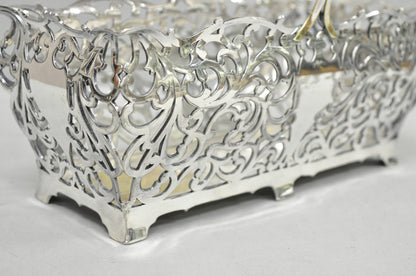 Antique Victorian Silver Plated Reticulated Scrollwork Bread Basket by Forbes